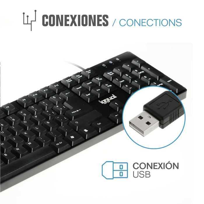 Tastatură iggual CK-FRAMELESS-105T Negru