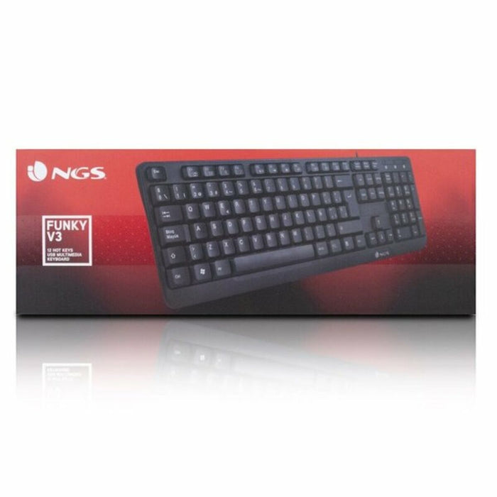 Tastatură NGS NGS-KEYBOARD-0344 Negru Qwerty Spaniolă QWERTY
