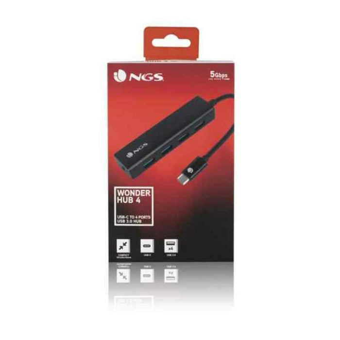 Hub USB 4 Porturi NGS NGS-HUB-0054 Negru 5 Gbps