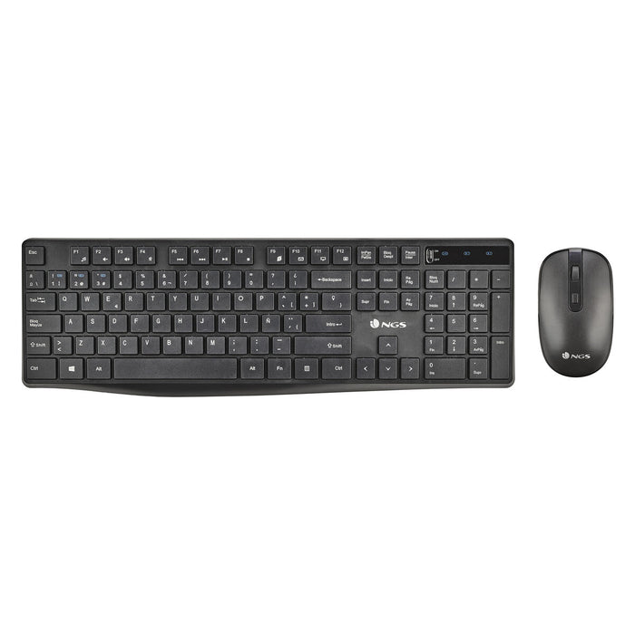 Tastatură și Mouse Fără Fir NGS HYPEKIT Negru Qwerty Spaniolă QWERTY