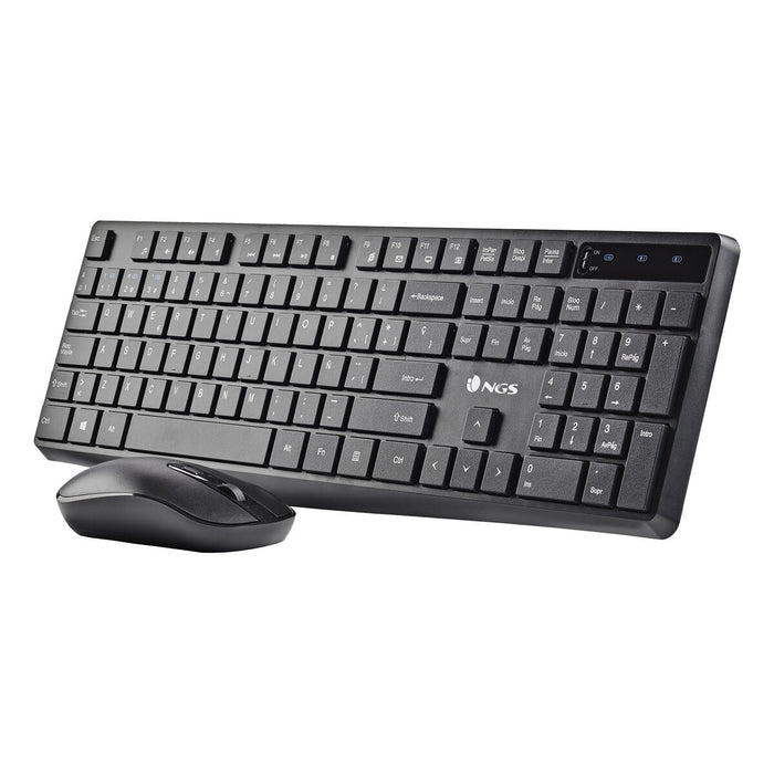 Tastatură și Mouse Fără Fir NGS HYPEKIT Negru Qwerty Spaniolă QWERTY