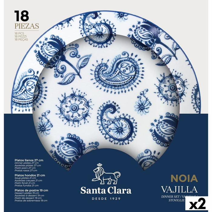 Veselă Santa Clara Noia 18 Piese Porțelan Rotundă (2 Unități)