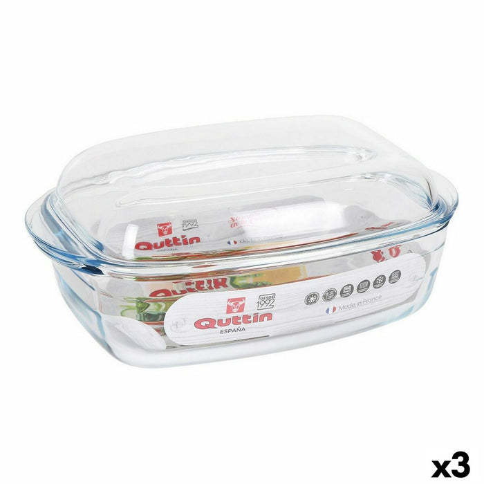 Caserolă Cu Capac Quttin 63096 Sticlă 32,8 x 19,7 x 13 cm (3L + 1,5L)