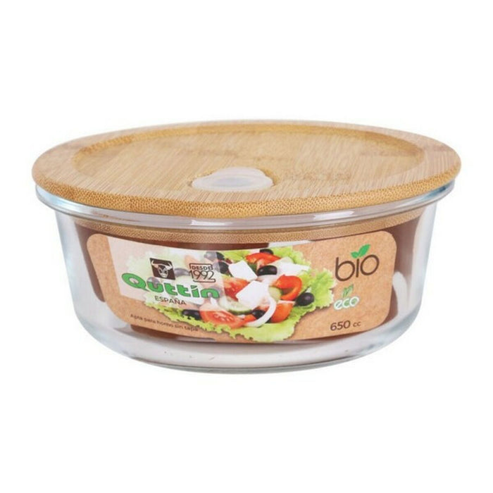 Cutie rotundă pentru prânz cu capac Quttin Geam Bambus