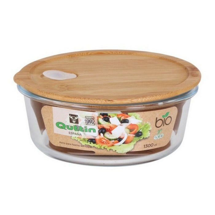 Cutie rotundă pentru prânz cu capac Quttin Geam Bambus