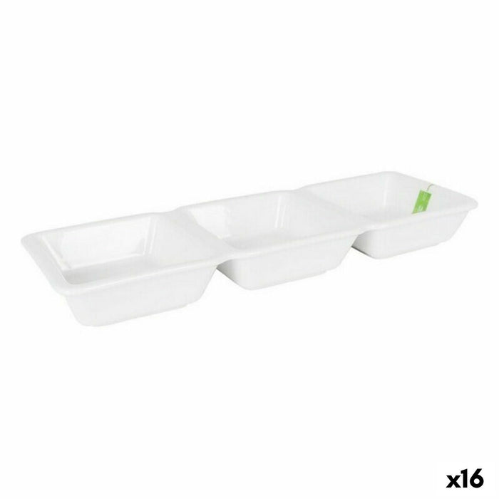 Castron La Mediterránea Yummy Aperitiv Porțelan Alb 29,3 x 9,5 x 3,3 cm (16 Unități) (29,3 x 9,5 x 3,3 cm)