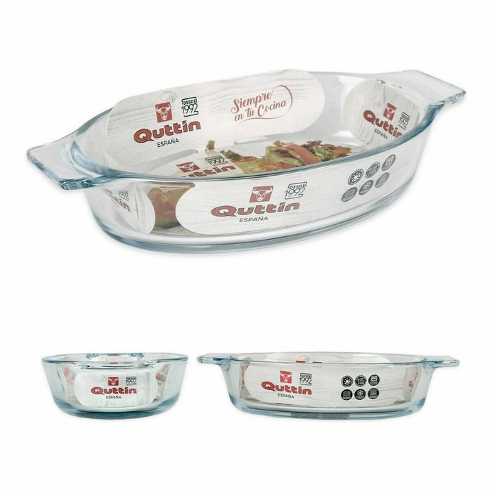 Platou pentru Servire Quttin VEN8435476251502 Ovală Sticlă Oval 400 ml 20 x 11,5 x 4 cm (8 Unități) (20 x 11,5 cm)