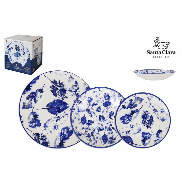 Veselă Santa Clara Blue Leaves 18 Piese Porțelan (2 Unități)