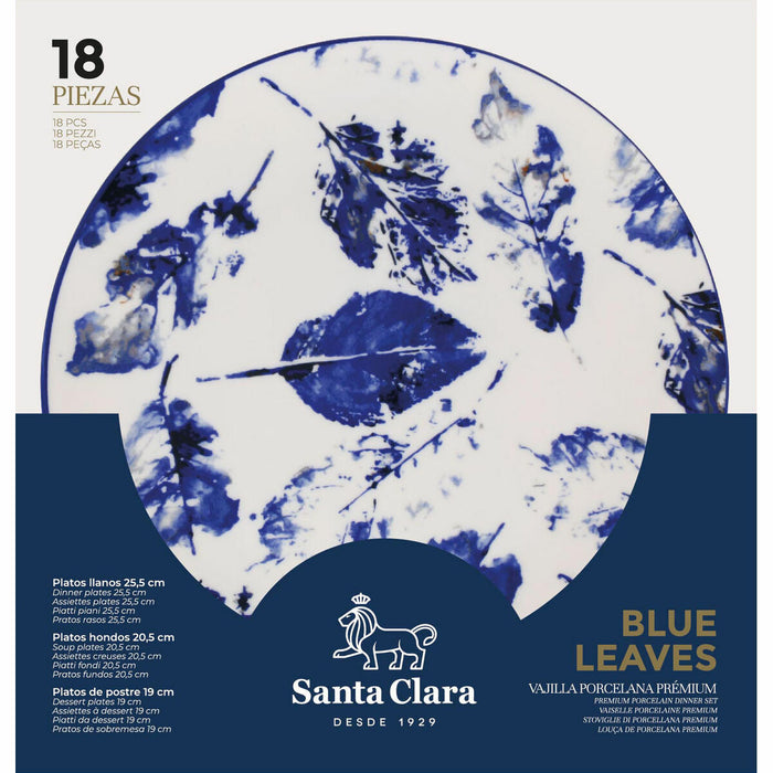 Veselă Santa Clara Blue Leaves 18 Piese Porțelan (2 Unități)