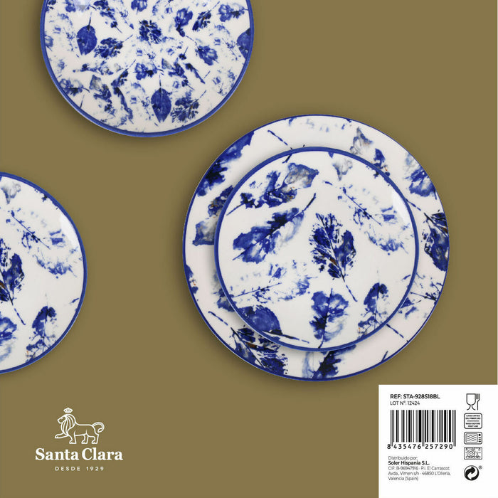 Veselă Santa Clara Blue Leaves 18 Piese Porțelan (2 Unități)