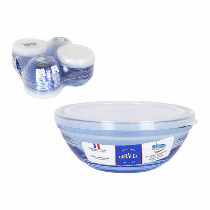 Cutie rotundă pentru prânz cu capac Duralex   Geam Albastru Ø 14 cm (16 Unități)