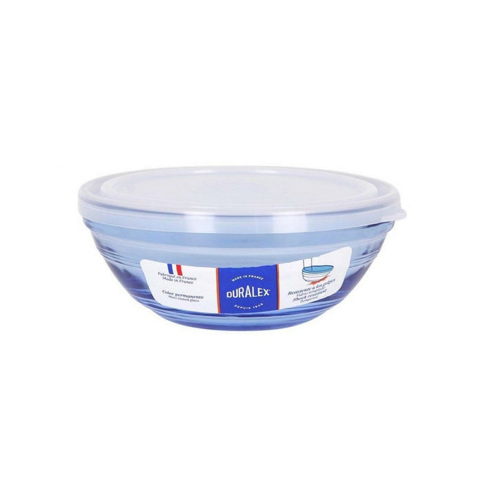Cutie rotundă pentru prânz cu capac Duralex   Geam Albastru Ø 14 cm (16 Unități)