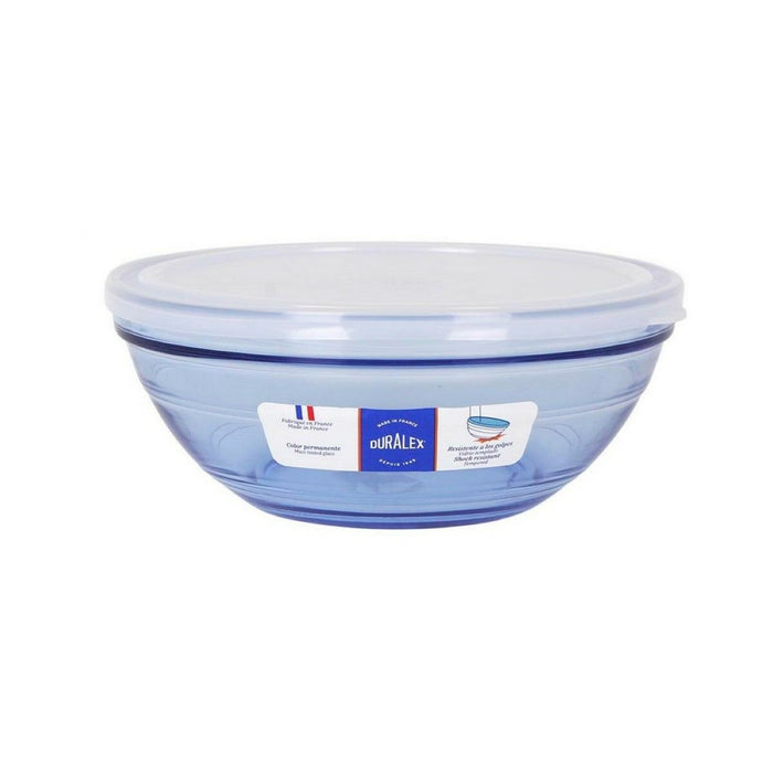 Cutie rotundă pentru prânz cu capac Duralex   Geam Albastru Ø 20,5 cm (4 Unități)