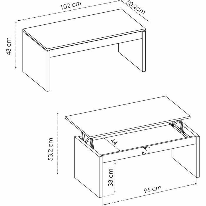Masă de Cafea Lift Top 43 x 102 x 50 cm