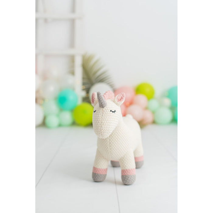 Jucărie de Pluș Crochetts AMIGURUMIS MINI Alb Gri Unicorn 46 x 36 x 16 cm