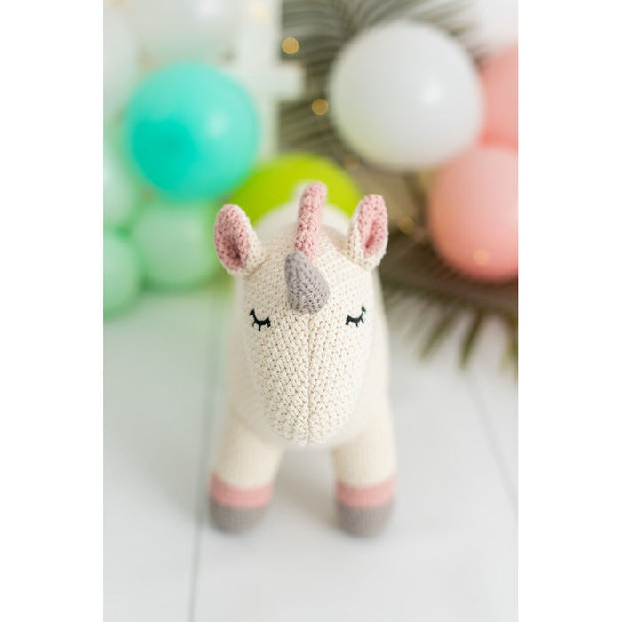 Jucărie de Pluș Crochetts AMIGURUMIS MINI Alb Gri Unicorn 46 x 36 x 16 cm