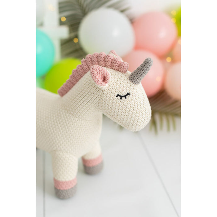 Jucărie de Pluș Crochetts AMIGURUMIS MINI Alb Gri Unicorn 46 x 36 x 16 cm