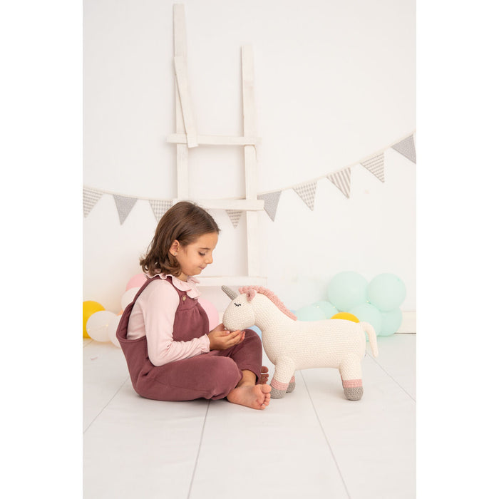 Jucărie de Pluș Crochetts AMIGURUMIS MINI Alb Gri Unicorn 46 x 36 x 16 cm