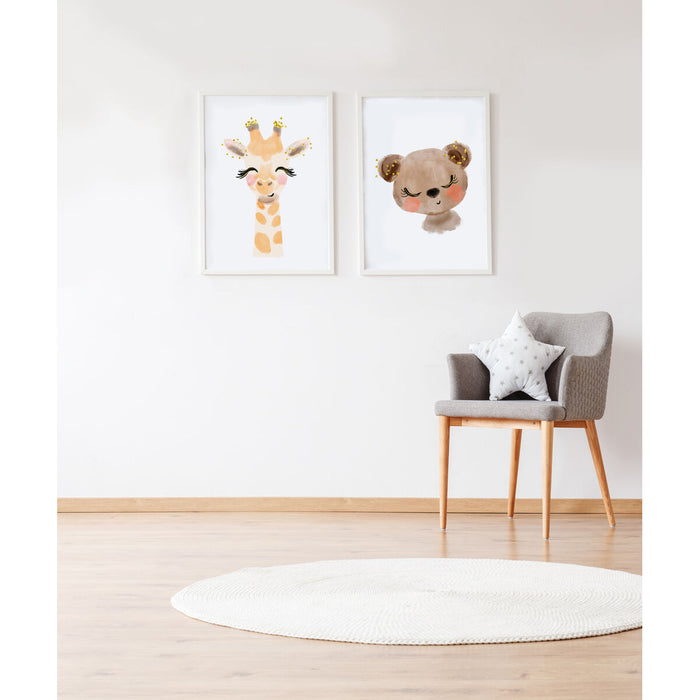 Set de 2 tablouri Crochetts Multicolor Lemn MDF 33 x 43 x 2 cm Girafă Urs (2 Piese)