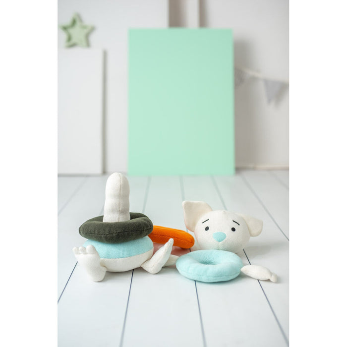 Jucărie de Pluș Crochetts Bebe Albastru Alb Mouse 28 x 32 x 19 cm