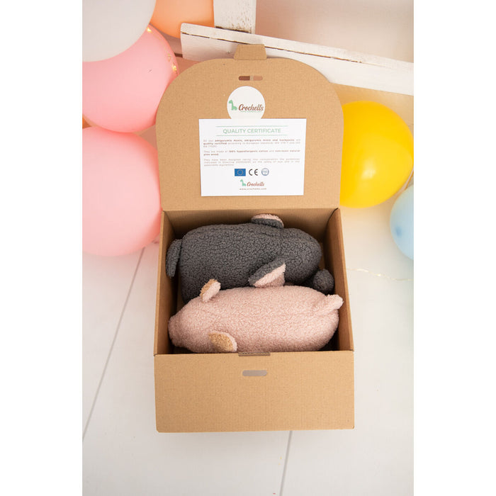 Jucărie de Pluș Crochetts Bebe Gri Elefant Porc 30 x 13 x 8 cm 2 Piese