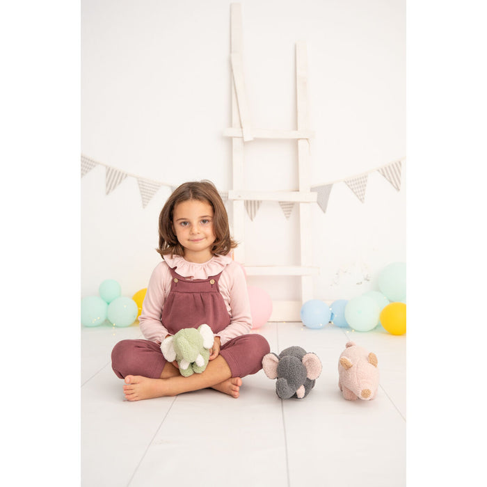 Jucărie de Pluș Crochetts Bebe Verde Gri Elefant Porc 30 x 13 x 8 cm 3 Piese