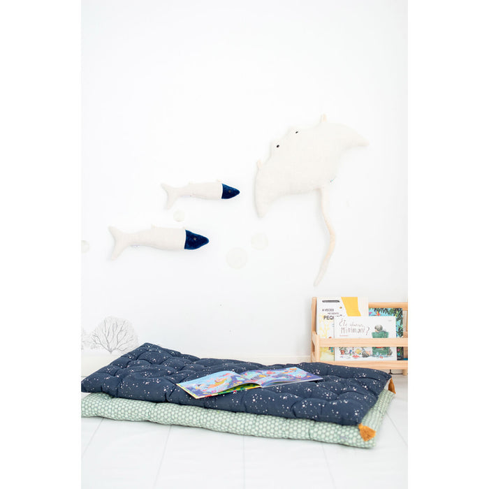 Jucărie de Pluș Crochetts OCÉANO Albastru Diavolul mare gigant (Manta Ray) Pești 3 Piese