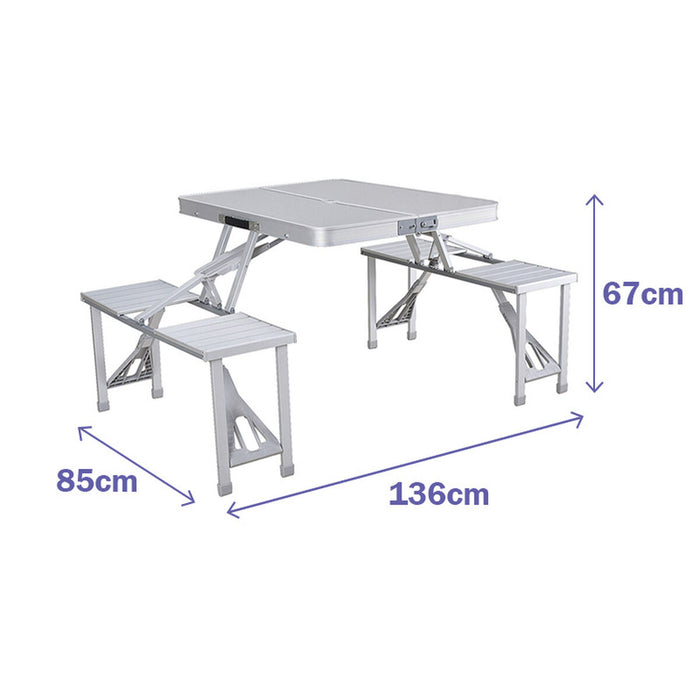 Masă de picnic Marbueno Aluminiu Gri 136 x 67 x 85 cm