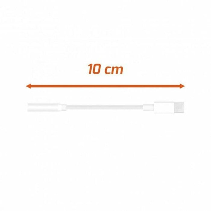 Adaptor USB-C la Jack 3.5 mm PcCom Essential Alb 10 cm
