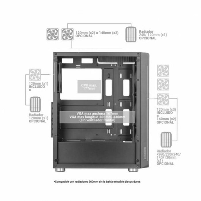 Unitate Semi-tower ATX Mars Gaming MC-F Negru