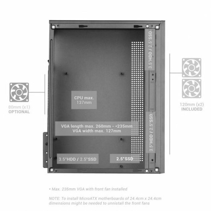 Unitate Semi-tower ATX Mars Gaming MCCOREW Alb Negru