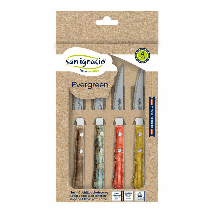 Set de cuțite pentru carne San Ignacio Evergreen BGEU-6076 Multicolor Oțel inoxidabil (4 Unități)
