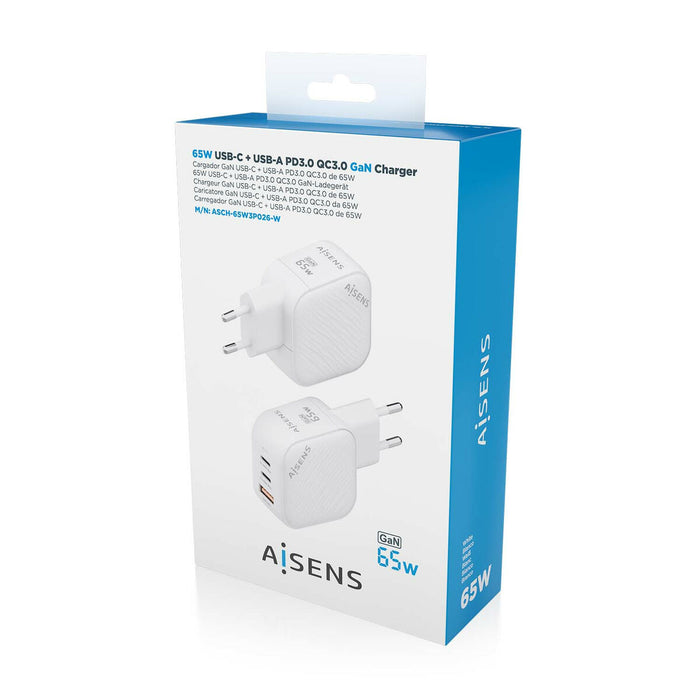 Încărcător de Perete Aisens ASCH-65W3P026-W Alb 65 W (1 Unități)