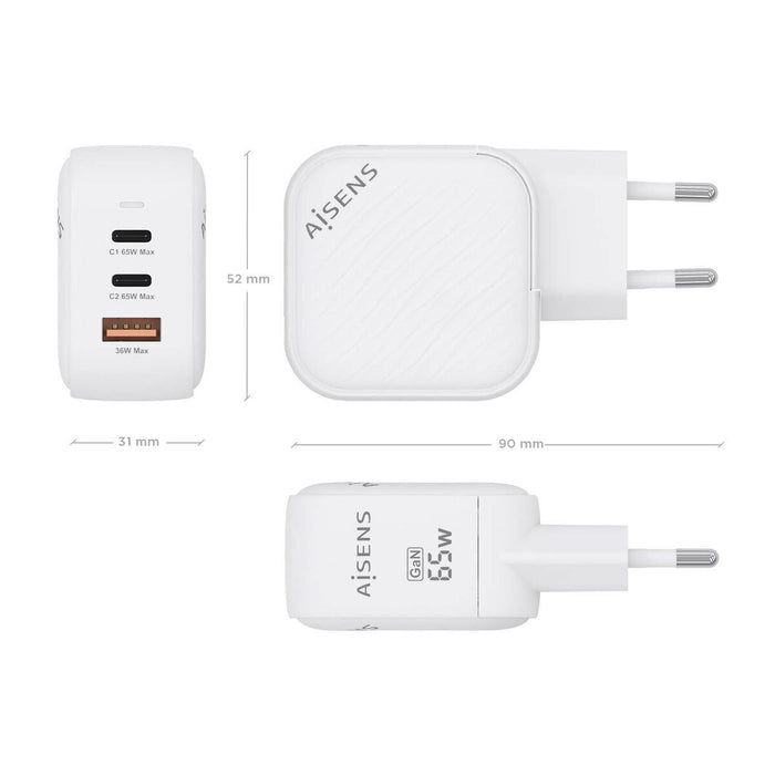 Încărcător de Perete Aisens ASCH-65W3P026-W Alb 65 W (1 Unități)