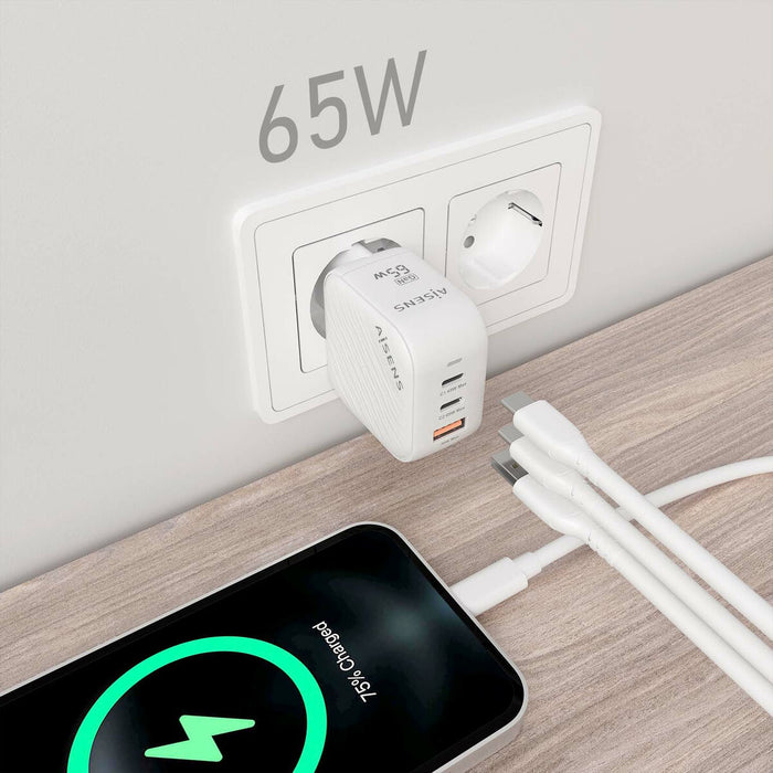 Încărcător de Perete Aisens ASCH-65W3P026-W Alb 65 W (1 Unități)