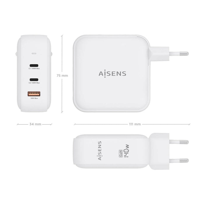 Încărcător de Perete Aisens ASCH-140W3P030-W Alb 140 W (1 Unități)