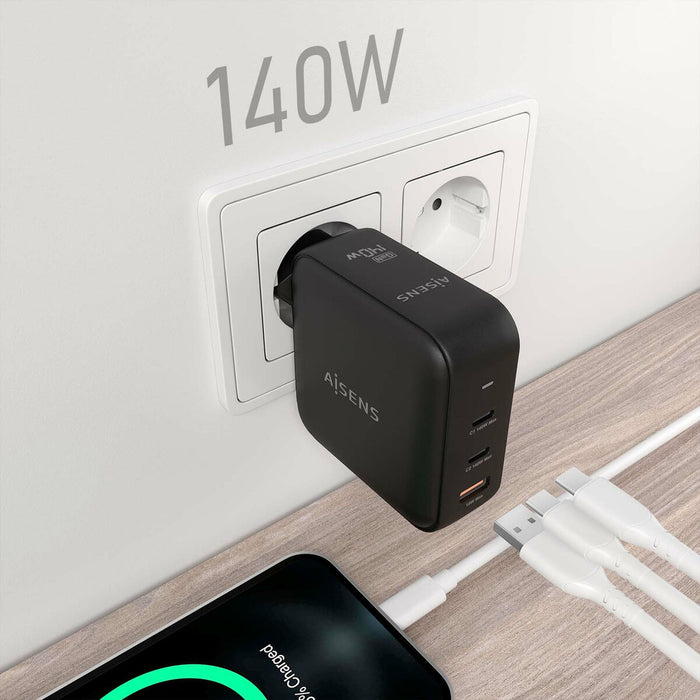 Încărcător de Perete Aisens ASCH-140W3P031-BK 140 W Negru (1 Unități)
