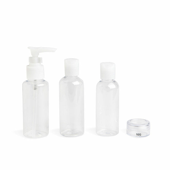 Distribuitor de lichide pentru călătorie 4 în 1 IDC Institute Transparent Plastic 4 Piese Set