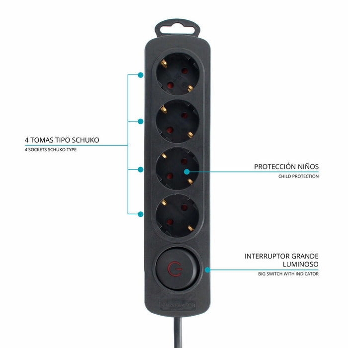 Placă de Circuit Prize  4 puncte de conectare cu întrerupător TM Electron 3680 W
