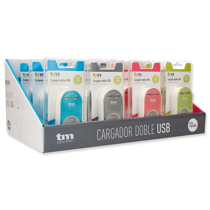 Priză Perete cu 2 Porturi USB TM Electron Verde