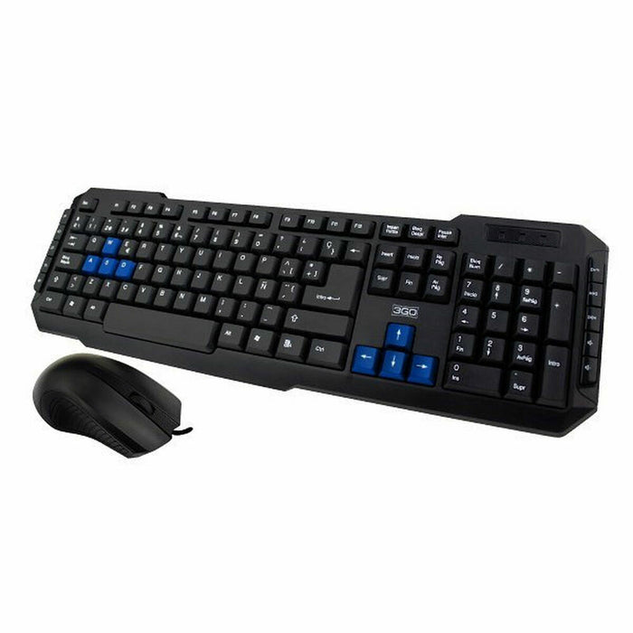 Tastatură și Mouse 3GO COMBODRILE2 Qwerty Spaniolă Negru