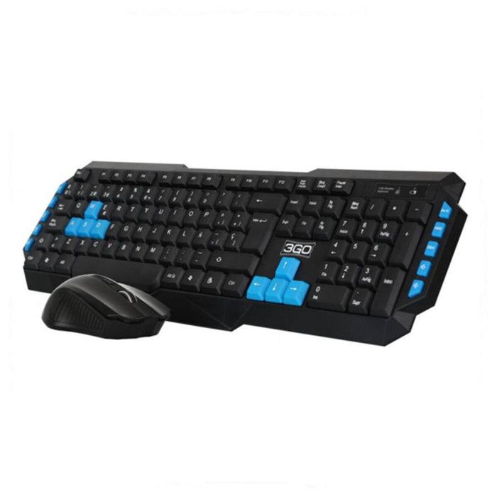 Tastatură și Mouse Gaming 3GO COMBODRILEW2 USB Qwerty Spaniolă Negru/Albastru