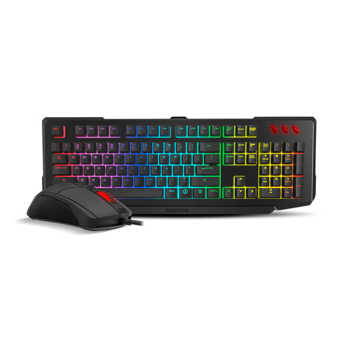 Tastatură și Mouse Gaming OZONE Qwerty Spaniolă Negru Multicolor