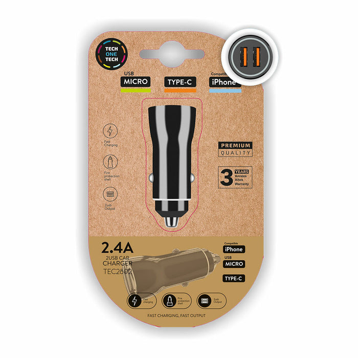 Încărcător de Mașină Tech One Tech Double USB-C Micro USB