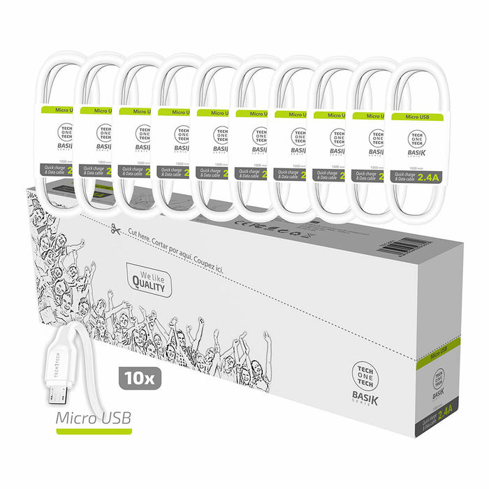 Cablu Micro USB la USB Tech One Tech Basik 1 m (10 Unități)