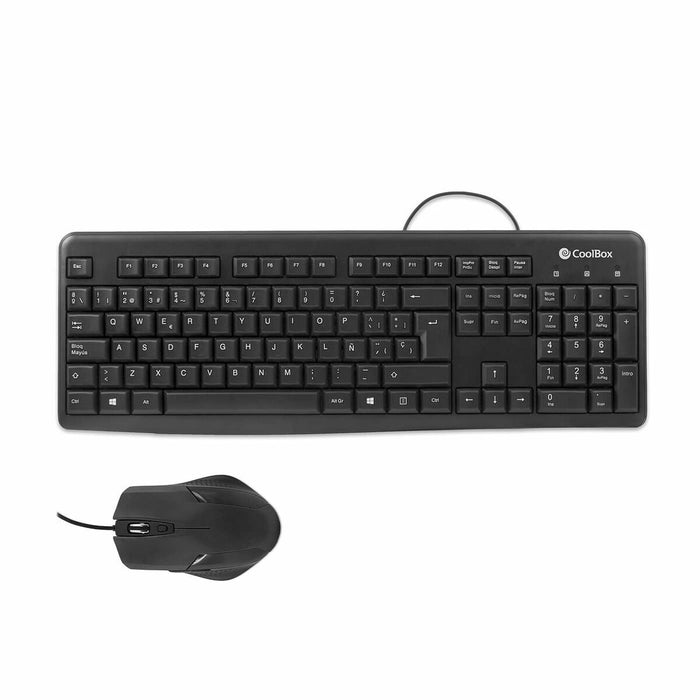 Tastatură și Mouse CoolBox COO-KTR-01U Qwerty Spaniolă Negru