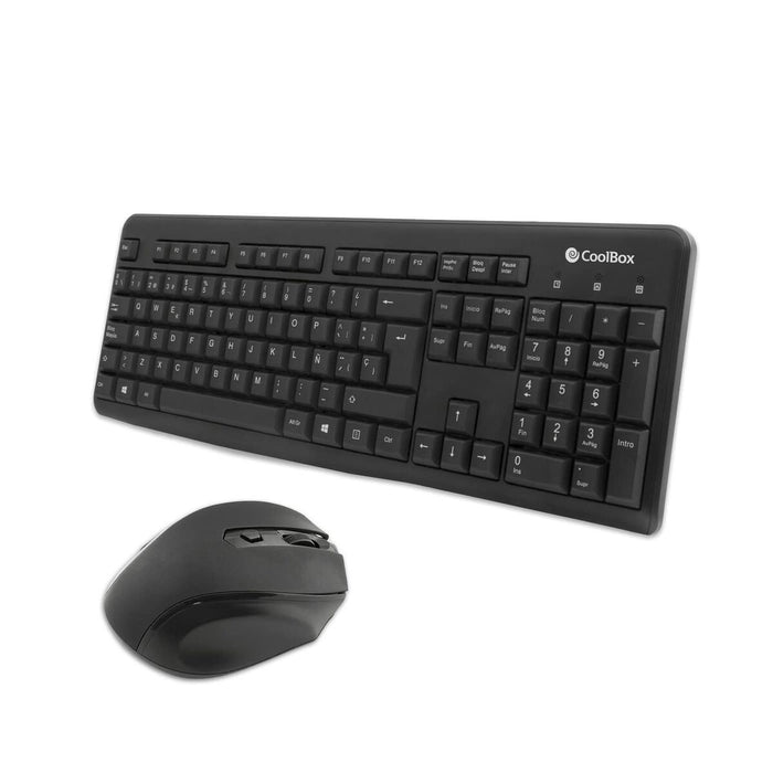 Tastatură și Mouse CoolBox COO-KTR-02W Negru Spaniolă Qwerty Spaniolă