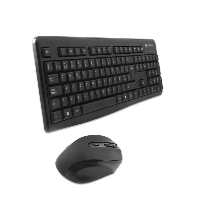 Tastatură și Mouse CoolBox COO-KTR-02W Negru Spaniolă Qwerty Spaniolă