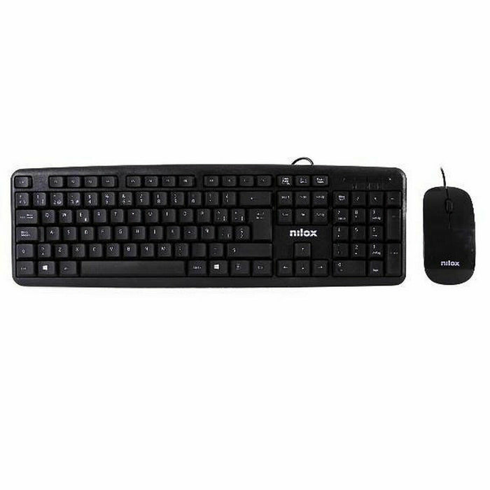 Tastatură și Mouse Nilox COMBO USB NILOX - TECLADO + RATÓN FLAT Negru Qwerty Spaniolă QWERTY