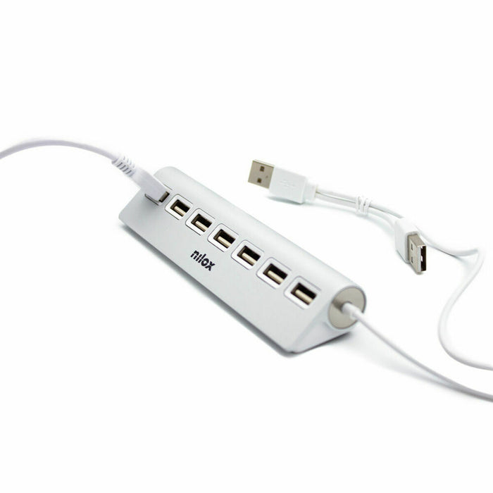 Hub USB Nilox NXHU7ALU2 Negru Gri